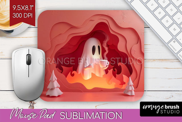 3D Halloween Mouse Pad Sublimation - Spooky Mouse Pad PNG Sublimation OrangeBrushStudio 