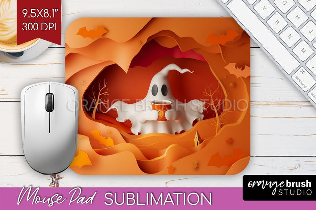 3D Halloween Mouse Pad Sublimation - Spooky Mouse Pad PNG Sublimation OrangeBrushStudio 