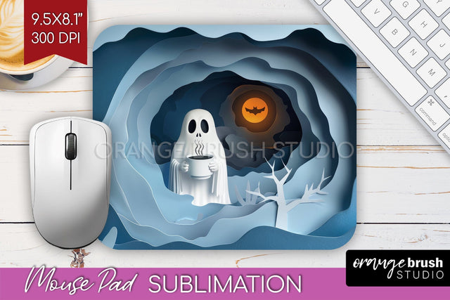 3D Halloween Mouse Pad Sublimation - Spooky Mouse Pad PNG Sublimation OrangeBrushStudio 