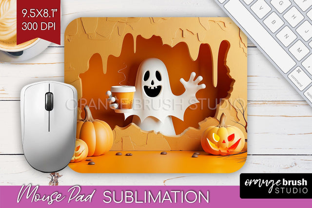 3D Halloween Mouse Pad Sublimation - Spooky Mouse Pad PNG Sublimation OrangeBrushStudio 