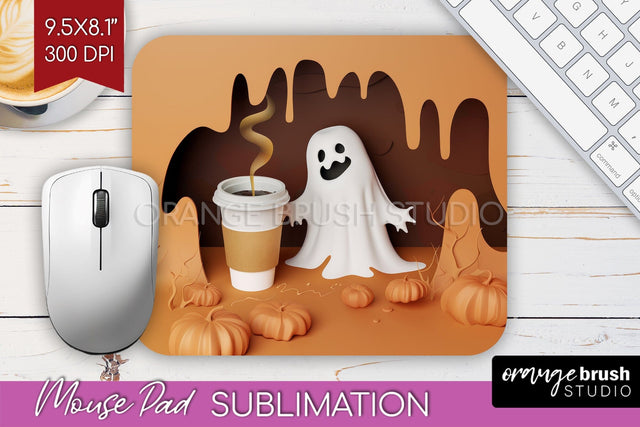 3D Halloween Mouse Pad Sublimation - Spooky Mouse Pad PNG Sublimation OrangeBrushStudio 