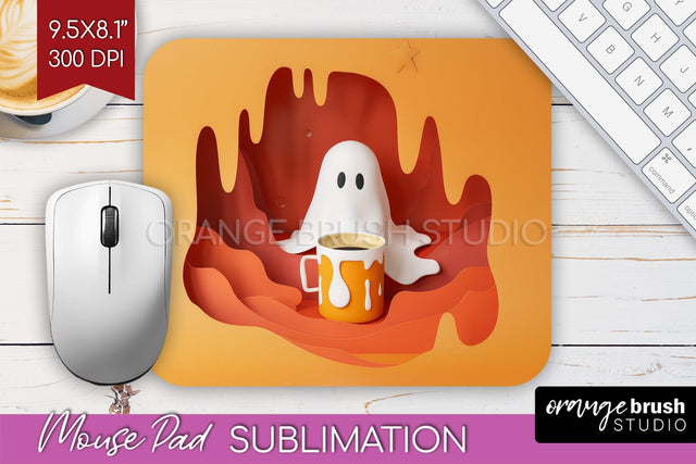 3D Halloween Mouse Pad Sublimation - Spooky Mouse Pad PNG Sublimation OrangeBrushStudio 