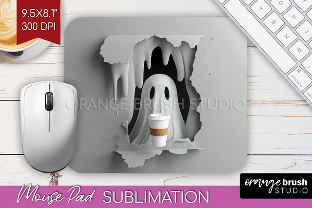 3D Halloween Mouse Pad Sublimation - Spooky Mouse Pad PNG Sublimation OrangeBrushStudio 