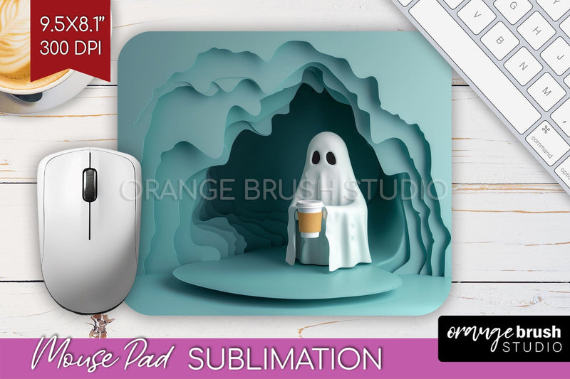 3D Halloween Mouse Pad Sublimation - Spooky Mouse Pad PNG Sublimation OrangeBrushStudio 