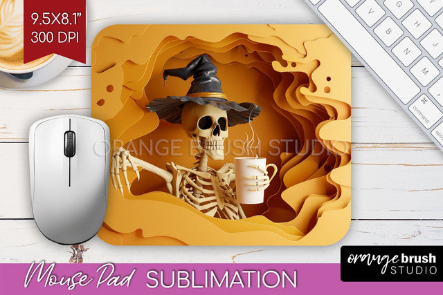 3D Halloween Mouse Pad Sublimation - Spooky Mouse Pad PNG Sublimation OrangeBrushStudio 