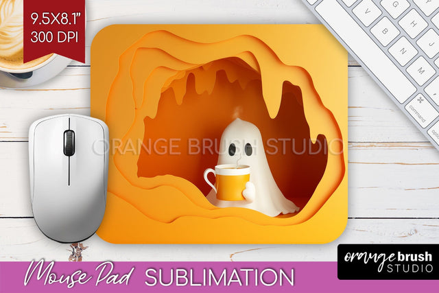 3D Halloween Mouse Pad Sublimation - Spooky Mouse Pad PNG Sublimation OrangeBrushStudio 
