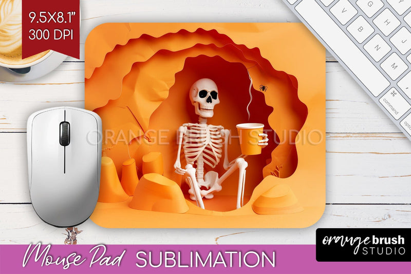 3D Halloween Mouse Pad Sublimation - Spooky Mouse Pad PNG Sublimation OrangeBrushStudio 