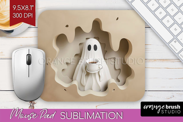 3D Halloween Mouse Pad Sublimation - Spooky Mouse Pad PNG Sublimation OrangeBrushStudio 