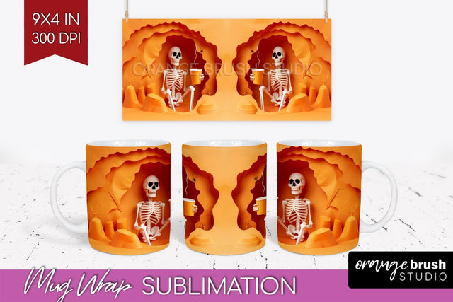 3D Halloween Mug Wrap - Spooky 15 oz Mug Sublimation Sublimation OrangeBrushStudio 