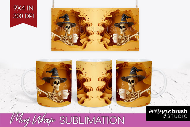 3D Halloween Mug Wrap - Spooky 15 oz Mug Sublimation Sublimation OrangeBrushStudio 