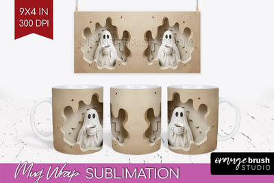 3D Halloween Mug Wrap - Spooky 15 oz Mug Sublimation Sublimation OrangeBrushStudio 