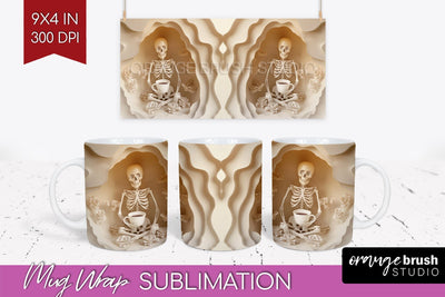 3D Halloween Mug Wrap - Spooky 15 oz Mug Sublimation Sublimation OrangeBrushStudio 