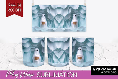 3D Halloween Mug Wrap - Spooky 15 oz Mug Sublimation Sublimation OrangeBrushStudio 