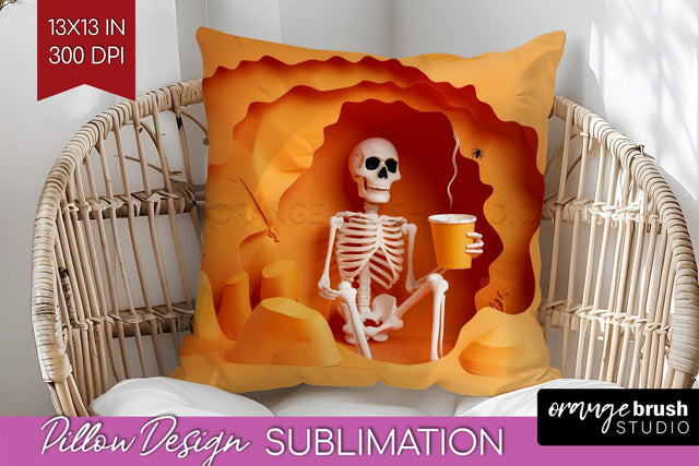 3D Halloween Pillow Sublimation - Spooky Pillow Cover PNG Sublimation OrangeBrushStudio 