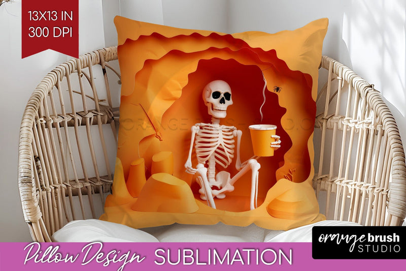 3D Halloween Pillow Sublimation - Spooky Pillow Cover PNG Sublimation OrangeBrushStudio 