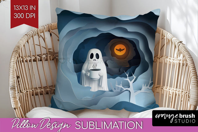 3D Halloween Pillow Sublimation - Spooky Pillow Cover PNG Sublimation OrangeBrushStudio 