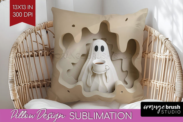 3D Halloween Pillow Sublimation - Spooky Pillow Cover PNG Sublimation OrangeBrushStudio 