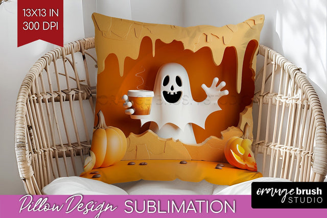 3D Halloween Pillow Sublimation - Spooky Pillow Cover PNG Sublimation OrangeBrushStudio 