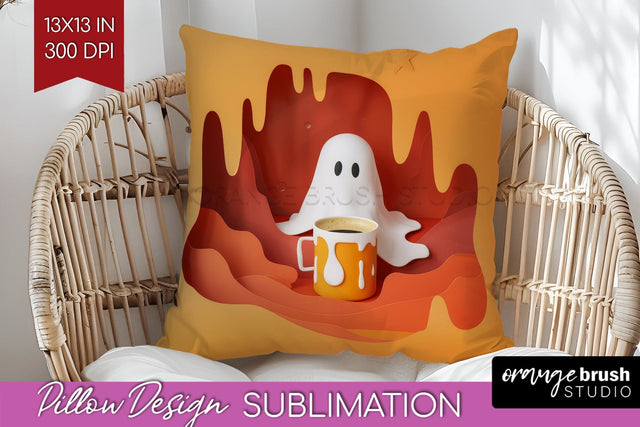 3D Halloween Pillow Sublimation - Spooky Pillow Cover PNG Sublimation OrangeBrushStudio 