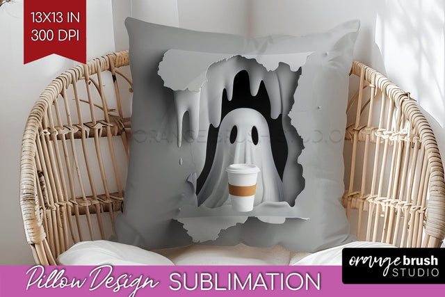 3D Halloween Pillow Sublimation - Spooky Pillow Cover PNG Sublimation OrangeBrushStudio 