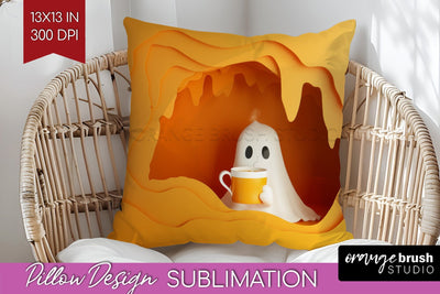 3D Halloween Pillow Sublimation - Spooky Pillow Cover PNG Sublimation OrangeBrushStudio 