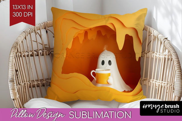 3D Halloween Pillow Sublimation - Spooky Pillow Cover PNG Sublimation OrangeBrushStudio 