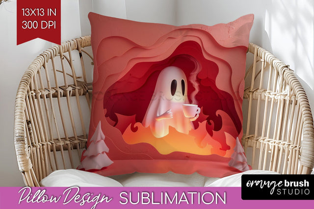 3D Halloween Pillow Sublimation - Spooky Pillow Cover PNG Sublimation OrangeBrushStudio 