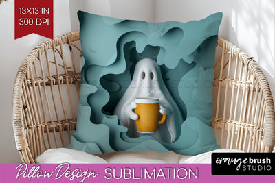 3D Halloween Pillow Sublimation - Spooky Pillow Cover PNG Sublimation OrangeBrushStudio 