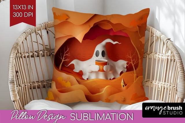 3D Halloween Pillow Sublimation - Spooky Pillow Cover PNG Sublimation OrangeBrushStudio 