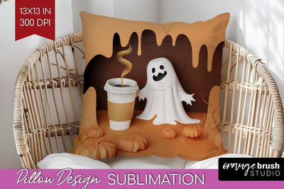3D Halloween Pillow Sublimation - Spooky Pillow Cover PNG Sublimation OrangeBrushStudio 