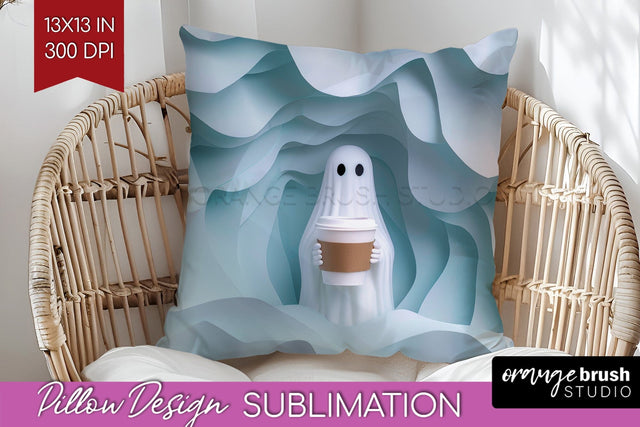 3D Halloween Pillow Sublimation - Spooky Pillow Cover PNG Sublimation OrangeBrushStudio 