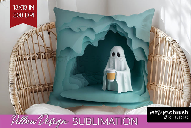 3D Halloween Pillow Sublimation - Spooky Pillow Cover PNG Sublimation OrangeBrushStudio 