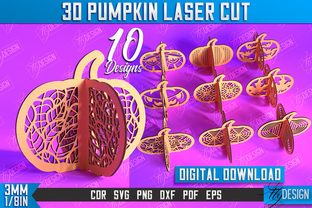 3D Halloween Pumpkin Bundle | Haunted House | Halloween Décor | Pumpkin Ornaments | CNC Files SVG Fly Design 