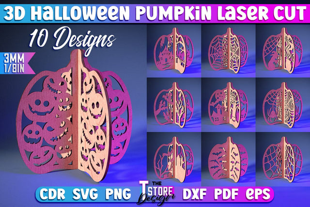 3D Halloween Pumpkin Bundle | Haunter House | Halloween Décor | Spooky Pumpkin | CNC Files SVG The T Store Design 