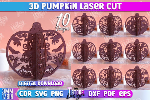 3D Halloween Pumpkin Bundle | Haunter House | Halloween Décor | Wooden Ornament | CNC Files SVG The T Store Design 