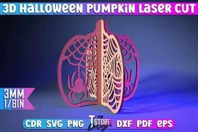 3D Halloween Pumpkin | Haunter House | Halloween Décor | Spooky Pumpkin | CNC File SVG The T Store Design 