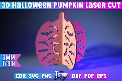 3D Halloween Pumpkin | Haunter House | Halloween Décor | Spooky Pumpkin | CNC File SVG The T Store Design 