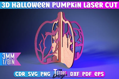 3D Halloween Pumpkin | Haunter House | Halloween Décor | Spooky Pumpkin | CNC File SVG The T Store Design 
