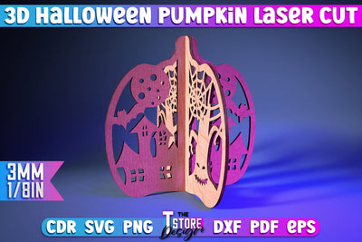 3D Halloween Pumpkin | Haunter House | Halloween Décor | Spooky Pumpkin | CNC File SVG The T Store Design 