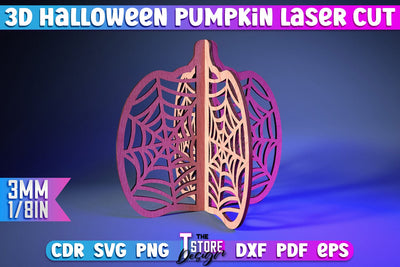 3D Halloween Pumpkin | Haunter House | Halloween Décor | Spooky Pumpkin | CNC File SVG The T Store Design 