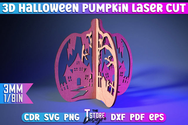 3D Halloween Pumpkin | Haunter House | Halloween Décor | Spooky Pumpkin | CNC File SVG The T Store Design 