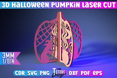 3D Halloween Pumpkin | Haunter House | Halloween Décor | Spooky Pumpkin | CNC File SVG The T Store Design 