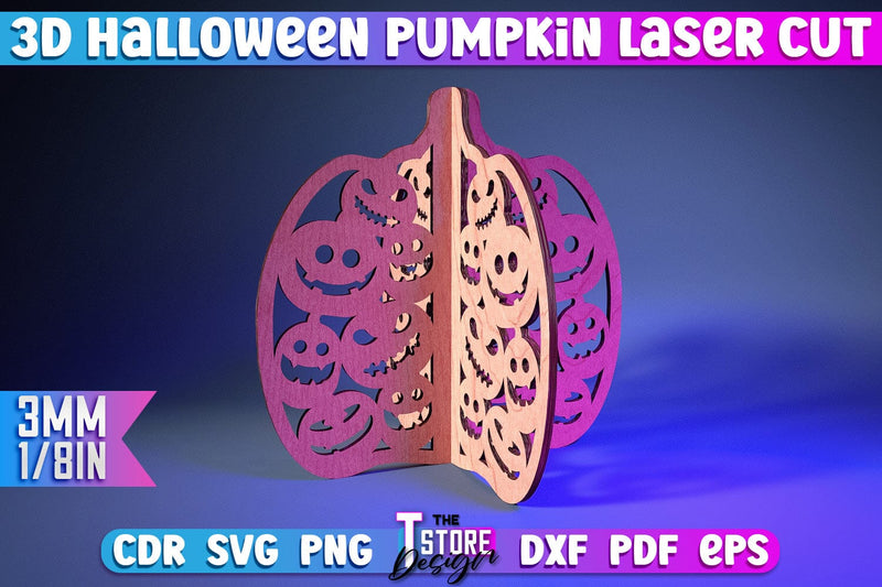 3D Halloween Pumpkin | Haunter House | Halloween Décor | Spooky Pumpkin | CNC File SVG The T Store Design 