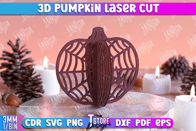 3D Halloween Pumpkin | Haunter House | Halloween Décor | Wooden Ornament | CNC File SVG The T Store Design 