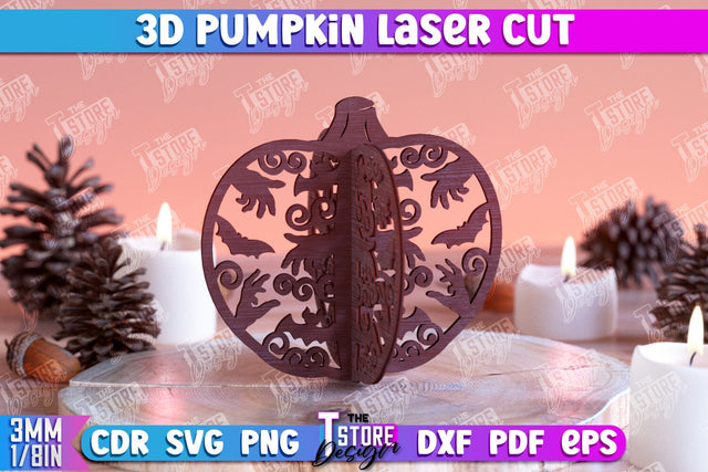 3D Halloween Pumpkin | Haunter House | Halloween Décor | Wooden Ornament | CNC File SVG The T Store Design 