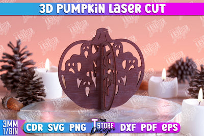 3D Halloween Pumpkin | Haunter House | Halloween Décor | Wooden Ornament | CNC File SVG The T Store Design 