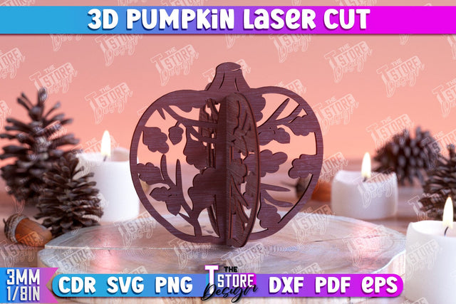 3D Halloween Pumpkin | Haunter House | Halloween Décor | Wooden Ornament | CNC File SVG The T Store Design 