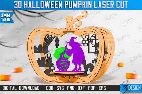 3D Halloween Pumpkin Laser Cut Bundle | Halloween Decorations | Seasonal Home Décor | CNC Files SVG Fly Design 