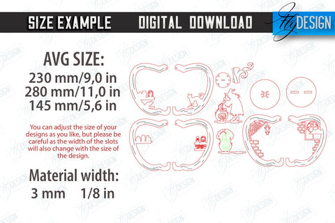 3D Halloween Pumpkin Laser Cut Bundle | Halloween Decorations | Seasonal Home Décor | CNC Files SVG Fly Design 