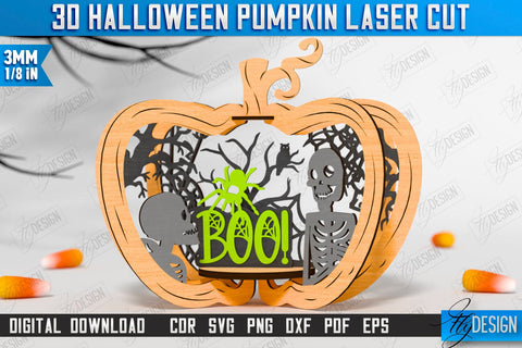 3D Halloween Pumpkin Laser Cut Bundle | Halloween Decorations | Seasonal Home Décor | CNC Files SVG Fly Design 